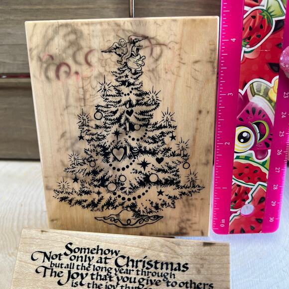 Rubber Stamp Christmas Tree 4.5” & Quote - Picture 2 of 4